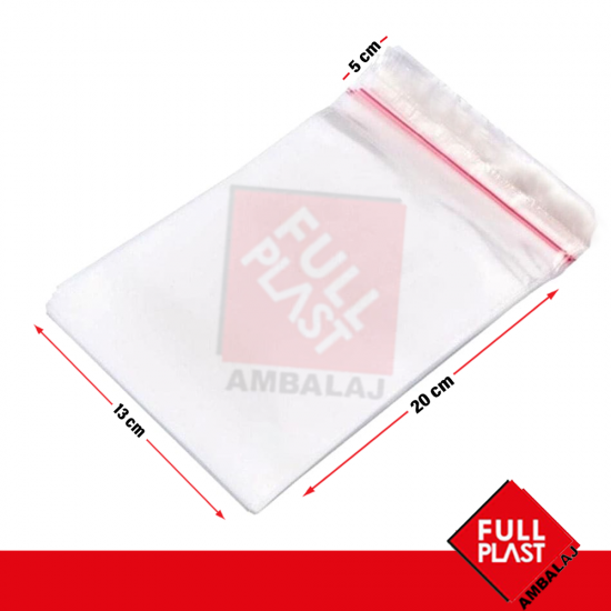 13x20+5 cm OPP Jelatin Bantlı Poşet